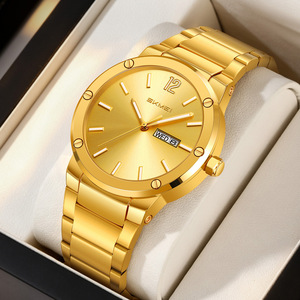 Reloj de Pulsera de Acero para Hombre, Estilo Ejecutivo, Dorado, con Doble Calendario, Movimiento de Cuarzo, Resistente al Agua hasta 30 Metros - Product Image 2