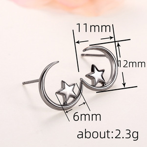 <b>Star</b> <b>and</b> <b>Moon</b> Stud <b>Earrings</b> for Women Minimalist Celestial Design Daily Wear Ear Accessories - Product Image 3