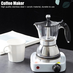 Cafetière Expresso <span class=keywords><strong>Moka</strong></span> Pot Accessoires pour Cuisine Usage Domestique Cafetière <span class=keywords><strong>Moka</strong></span> Pot en Acier Inoxydable Acrylique 4 Tasses - Product Image 3