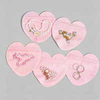 En stock – Nouvelle pochette réutilisable en PVC transparente en forme de cœur avec fermeture éclair pour bijoux, mini-sac en plastique pour emballage cadeau de colliers et boucles d'oreilles