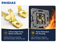 Interruptor de Pared y Enchufe Eléctrico OEM 10A 16A con Conexión a Tierra, PC y Latón, CE África, MOQ 3000 unidades
