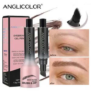 Factory Wholesale Custom Brow Gel Pen mit abgewinkelter Pinsel presse & Dip Wasserdichtes, langlebiges Augenbrauen-Make-up - Product Image 1