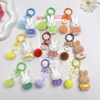 Porte-clés poupées lapin Miffy en peluche colorées en coton et polyester, pendentif mignon pour téléphone portable DIY, 8 cm, anti-stress, pour l'exportation
