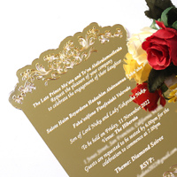 Cartes de menu en acrylique gravées au laser en gros, texte gravé au laser, cartes de menu en acrylique découpées de luxe avec feuille de gaufrage à chaud, invitations de mariage