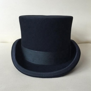 Vente en gros <span class=keywords><strong>de</strong></span> chapeaux hauts en feutre <span class=keywords><strong>de</strong></span> laine noire rigide en noir Hauteur 17cm - Product Image 6