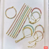CH-LHB1487 Elegantes Vergoldetes Buntes CZ Tennis-Armband Modisches Damen Candy-Color CZ Tennis-Uhrenarmband Großhandel