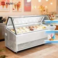 Congélateur de présentation de crème glacée pour comptoir de magasin commercial, gelato réfrigéré avec porte en verre pour supermarché
