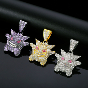 Nuovo Arrivo Collana Hip Hop Gengar con Catena Cuban Link da 13mm e Ciondolo Bling Piccolo Mostro in 3 Colori, Regalo da Uomo, Gioielli in Lega - Product Image 2