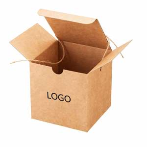 Brown Small Gift <b>Boxes</b> Kraft Paper Square <b>Present</b> Bulk Ornament Mug Treat Favors Food Grade Paperboard Candle Box with Lid Twine - Product Image 2