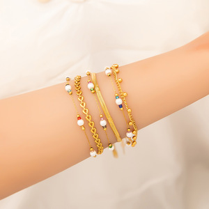 Bracelet de perles à double rangée, couleur or 18 carats, bijoux pour femmes à porter au quotidien - Product Image 4
