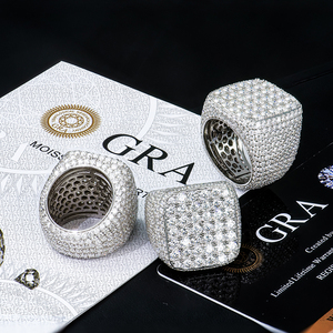 ヒップホップカスタムグラ認定トレンドピュアs925スターリングシルバージュエリーモサナイトモアッサナイトダイヤモンドアイスアウトキューバンリング男性用 - Product Image 1