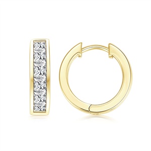 Fashion Copper 14k Gold Filled Channel Setting Princess Cut 3mm Zircon Simple Trendy Daily Wear Unisex Jewelry - Product Image 2