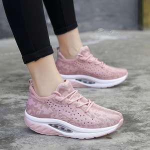 Chaussures de course et de marche pour femmes, style jogger, à plateforme rehaussante, avec coussin d'air, en tissu extensible et maille respirante, basses, pour l'été - Product Image 3