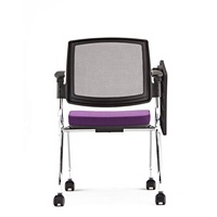Fournisseur de chaise de bureau d'école moderne de luxe violette chaise de tablette d'écriture de noeud chaise de visiteur de formation de bureau avec des roues