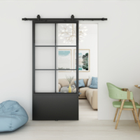 Porte coulissante en verre moderne pour intérieur, verrouillage multipoints sécurisé, double vitrage, verre trempé, isolation phonique, villa, chambre, salle de bain