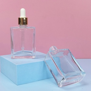 Stock clear 15ml 30ml 50ml 100ml Transparent Flat Shoulder Cylinder Square Glass <b>Dropper</b> <b>Bottle</b> With Silver <b>Dropper</b> Cap - Product Image 3