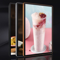 Boîte à lumière LED ultra-mince en aluminium, très vendue, pour menu lumineux rectangulaire, logo mural, publicité pour restauration rapide