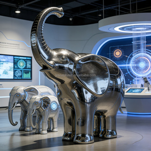 カスタム研磨ステンレス鋼象の彫刻　動物園/遊び場装飾（OEM/ODMサービス） - Product Image 3