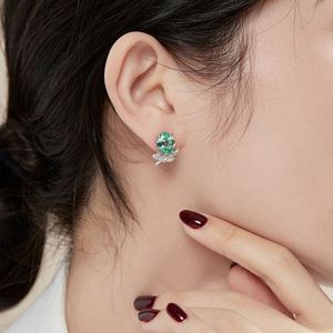 Dylam Top End Fine Jewelry Women 925 Sterling Silver Ice Out Cut 8A Zirconia Diamond Bow Tie Oval Light <b>Green</b> Stud <b>Earrings</b> - Product Image 4