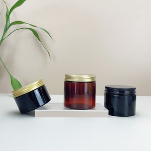 Tarro de plástico PET ámbar transparente o negro de boca ancha de 100ml, 120ml, 200ml, 250ml, 300ml, 400ml, 500ml con tapa de plástico dorada, plateada o negra - Product Image 3