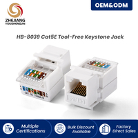 Module de prise Ethernet RJ45 Keystone 90 degrés Cat5e Cat6 à terminaison sans outil pour panneau mural
