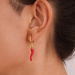 <b>Red</b> Chili Drop <b>Earrings</b> 18K Gold Stainless Steel Women's Everyday Wear Fashion Jewelry - Product Image 4