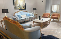 Nouveau canapé en cuir royal de style européen antique de luxe 1 2 3, ensemble de canapés pour salon