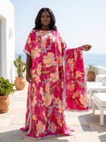 Robes Kaftan pour Femmes en Gros, Taille Unique, Élégantes, Imprimées de Motifs Floraux, Tenues Formelles, Longues Robes Africaines pour Femmes en Polyester