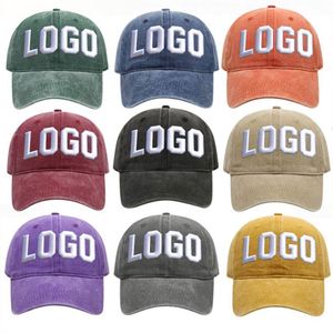 Gorras de Béisbol de Algodón Lisas Unisex con Bordado 3D, Lavado Ácido, Estilo Vintage y Desgastado, con Logotipo Personalizado, de 6 Paneles, Tipo Dad Hat, al por Mayor - Product Image 1