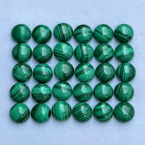 Cabujón de Malaquita Natural, Gema Redonda Verde, Todos los Tamaños en mm, Gema Suelta Pulida de Alta Calidad, Múltiples Gemas Disponibles - Product Image 1