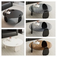 Table à thé multifonctionnelle en verre trempé à effet d'ondulation italienne, combinaison de meubles de salon, mobilier de salon haut de gamme, luxe léger, moderne