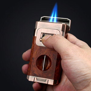 Encendedor de Cigarros de Lujo JOFI para Hombre, 2 Chispas, Llama Doble, Encendido Directo, Resistente al Viento, Regalo Empresarial, Cortador en V, Recargable con Butano - Product Image 1