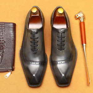 Chaussures habillées décontractées pour hommes en cuir Oxford originales faites à la main, pour le bureau, les mariages, augmentant la taille, avec des propriétés anti- - Product Image 1
