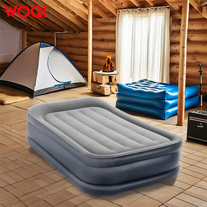 Matelas gonflable Woqi 190x99x31cm avec pompe intégrée, imperméable, gris, rectangulaire, pour le camping, utilisation intérieure et extérieure - Product Image 1