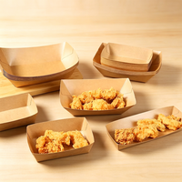 Boîte en papier kraft alimentaire non pliable, type barquette, à ouverture supérieure, pour snacks, barbecue, dîner, frites, nuggets de poulet grillés
