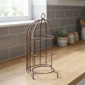 Soporte de Pastel de 3 Niveles en Forma de Jaula de Pájaro, de Metal Antiguo Color Cobre, para Exhibición de Postres en Bodas, Estilo Chaman India - Product Image 2