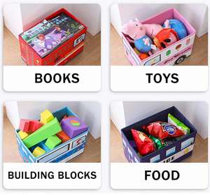 Coffre à jouets pour le rangement pliable, boîte à jouets avec coussin en mousse, repose-pieds, siège, coffre à jouets pliable pour enfants - Product Image 4