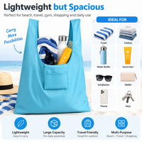 Sac de courses pliable et imperméable, sac de plage en nylon personnalisé, sac de voyage réutilisable, pochette d'épicerie portable, vente en gros avec logo OEM