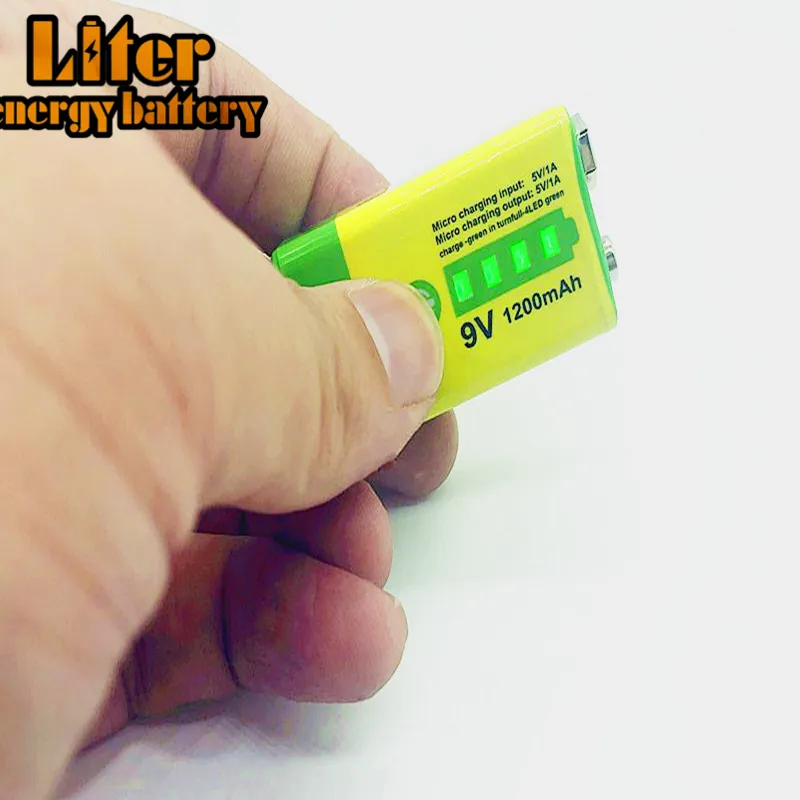 Batterie lithium-ion, nouveauté, rechargeable, 9 V, 1200mAh, par port USB, Charge et décharge