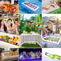 Bar Buffet Gonflable de Service pour Glace, Barquette Réfrigérante pour Salades et Boissons, Idéal pour Barbecues, Pique-Niques et Fêtes