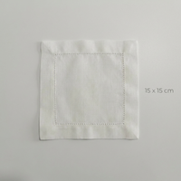 Serviettes de cocktail en lin blanc faites à la main personnalisées avec broderie et ourlet style japonais pour restaurant/bar/hôtel