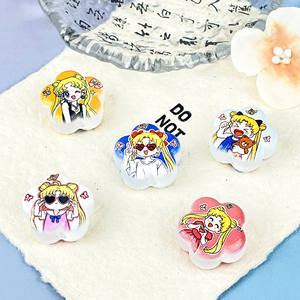 Wholesale Acrylic DIY Beautiful <b>Sweet</b> Cute Girl Flower Shape Bead Materials for Jewelry Making with Holes Cartoon Accessories - Product Image 1