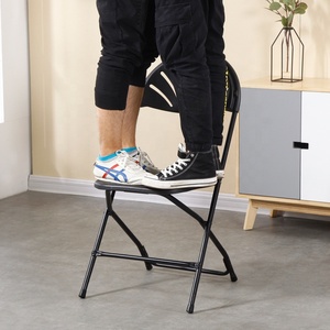 Hiện Đại Nhựa Màu Trắng Có Thể Gập Lại Kim Loại Ống Ngoài Trời Tổ Chức Sự Kiện Đám Cưới Vườn Nhựa Fan Trở Lại Gấp Ghế Và Bảng Thiết Lập - Product Image 4