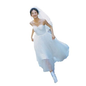 Vestido de Novia Ligero con Tirantes, Estilo Retro Francés, para Boda, Compromiso, Uso Diario, Talla Pequeña, Licencia de Matrimonio, Blanco Elegante - Product Image 5
