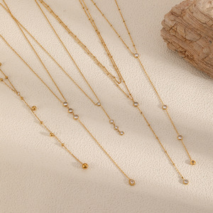 Collier à pampilles longue chaîne pour pull, plaqué or 18 carats, en alliage de zinc, bijoux pour femme, design géométrique TN3519 - Product Image 2