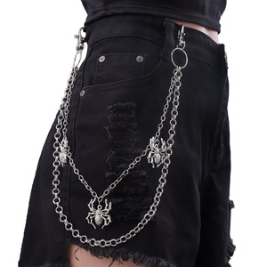 Cadena de cintura de doble capa con diseño de araña, estilo punk, para mujer, cadena corporal de plata tibetana, accesorio de joyería para fiesta - Product Image 1