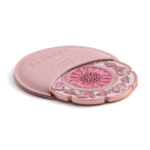 Pink Color Custom Flower Pattern Chinese Style Embossed Logo CMYK UV Printing Single Side Small Pocket <b>Mirror</b> - Product Image 5