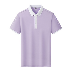 Polo Shirt Short Sleeve Solid Color Contrast Trim Polyester Workwear Daily Use - Product Image 4