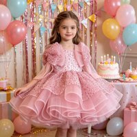 Robe mini en tulle à paillettes pour filles, avec épaules bouffantes, grand nœud et volants multicouches, idéale pour mariage, Noël, anniversaire, concours de beauté et spectacle