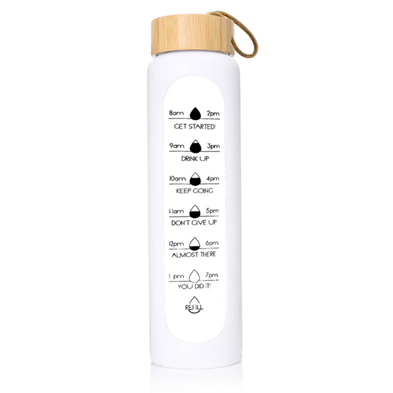 Wholesale 1000ML Borosilicate Glass Water Bottle Single Wall Bottle with Tea Infuser Bamboo Lid